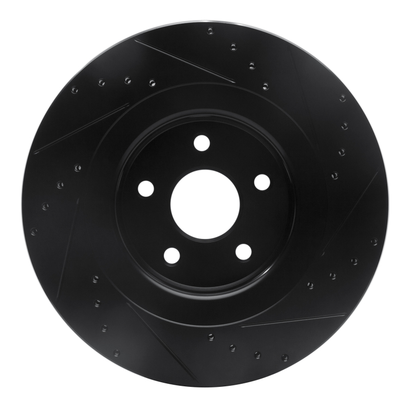 Jeep Grand Cherokee Brake Rotor (1) - Front Left - R1 Concepts - Drilled & Slotted - Black - `06-`10